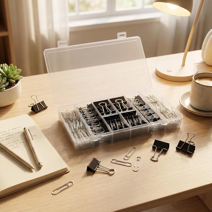 276Pcs Paper Clips and Binder Clips Assorted Sizes，Black Binder Paper Clips - Image 3