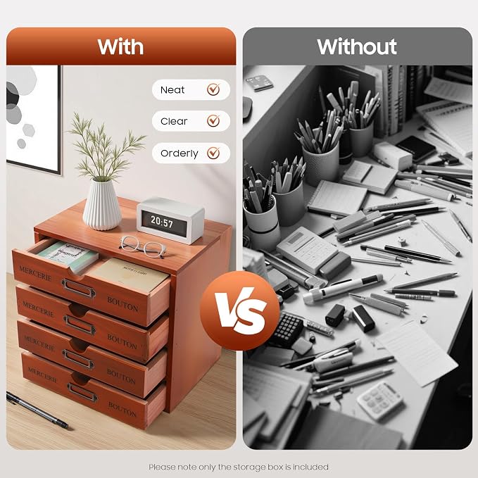 4-Drawer Desktop Storage Box, Desk Organizer Drawer, Office Supplies Countertop - Image 5