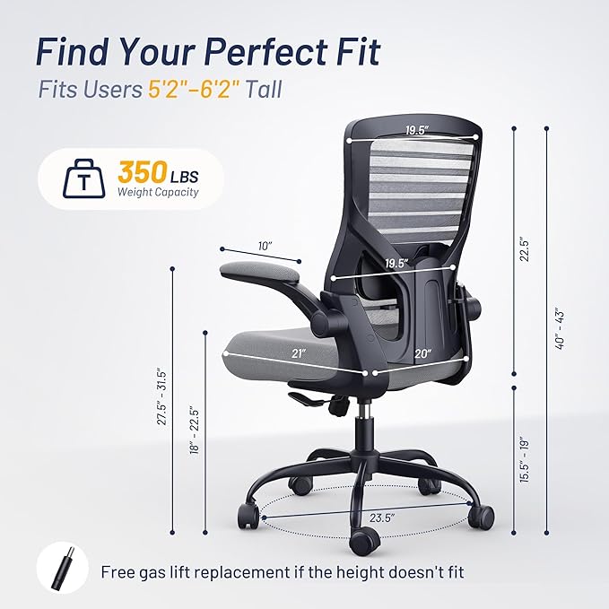 Office Desk Chair for Long Hours & Back Pain Relief – 4“ Thick Molded Foam - Image 3