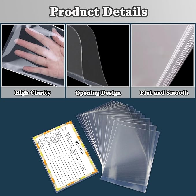Recipe Card Protectors, Recipe Card Covers Index Card Sleeves Protect Recipes - Image 3