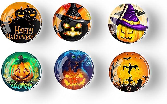 12Pcs Glass Strong Magnetic Refrigerator Magnet Fridge Sticker,Halloween Crystal Fridge Magnets Decoration for Crafts,Strong Fridge Magnets for Kitchen,School,Office Whiteboard,Cabinet and Dishwasher-DeskLoop Office