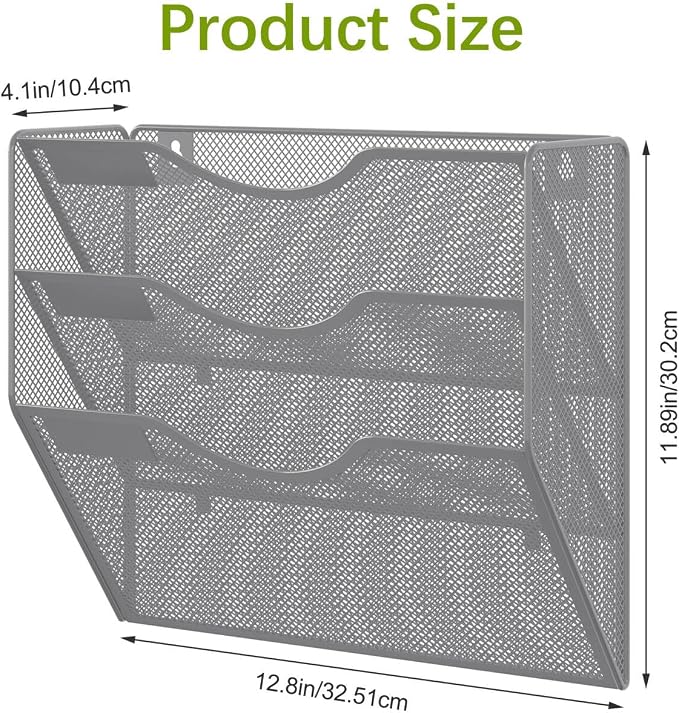 EasyPAG Hanging Wall File Organizer, 3 Pocket Wall Mounted Mail Organizer - Image 8
