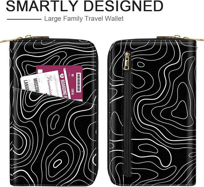 Family Passport Holder Wallet RFID Blocking Document Organizer PU Leather - Image 3
