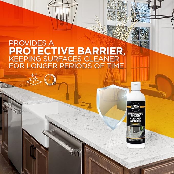 Fuller Brush Countertop Cleaner & Polish - Multi Surface Cleaner - Cleans, Polishes and Protects Granite Quartz Marble Glass Laminates Metal and Other Surfaces Refreshing Orange Scent Removes Odor-DeskLoop Office