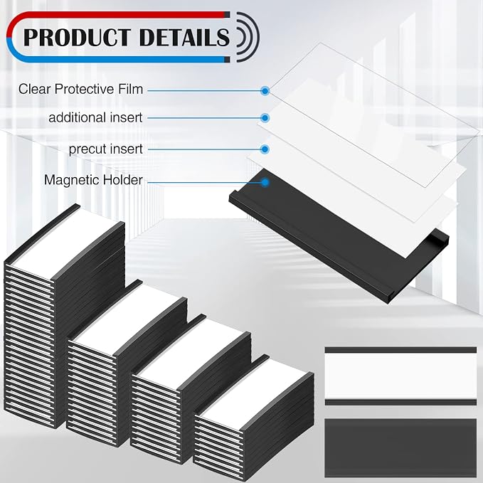 500 Pieces Magnetic Data Card Holders Channel Magnetic Label Holders Labels - Image 3