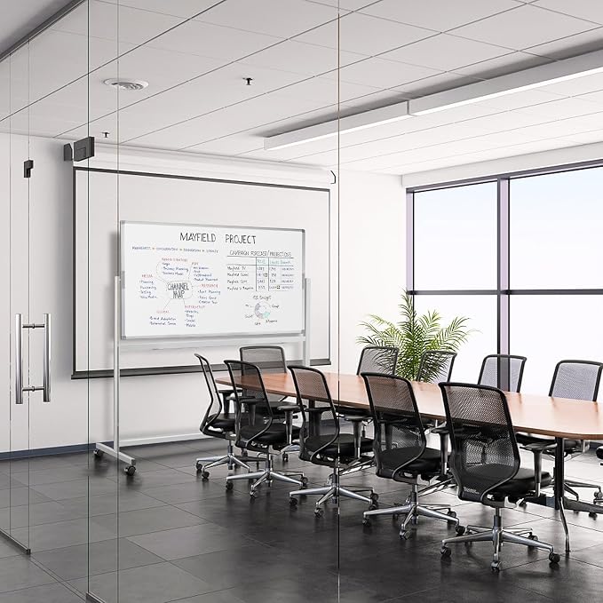 Large Rolling White Board, 48x36 in Double-Sided Mobile Whiteboard, maxtek - Image 8