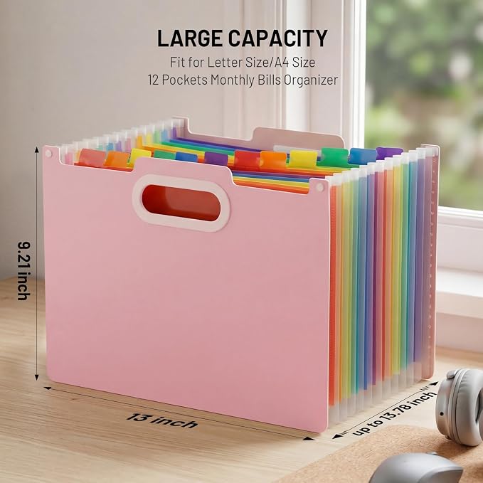 Comix Expanding File Folder, 13 Pockets Accordion File Organizer, Letter/A4 - Image 2