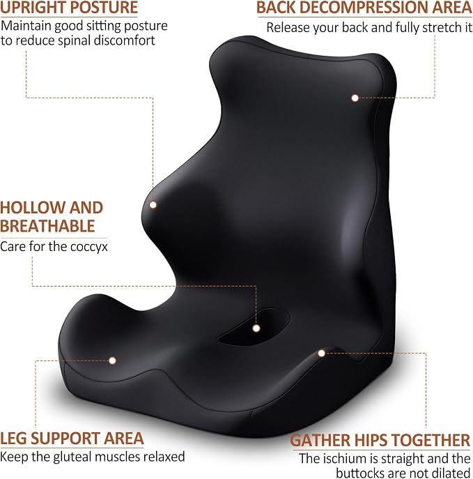 Seat Cushion with Back Support, Lumbar Support Pillow - Image 3
