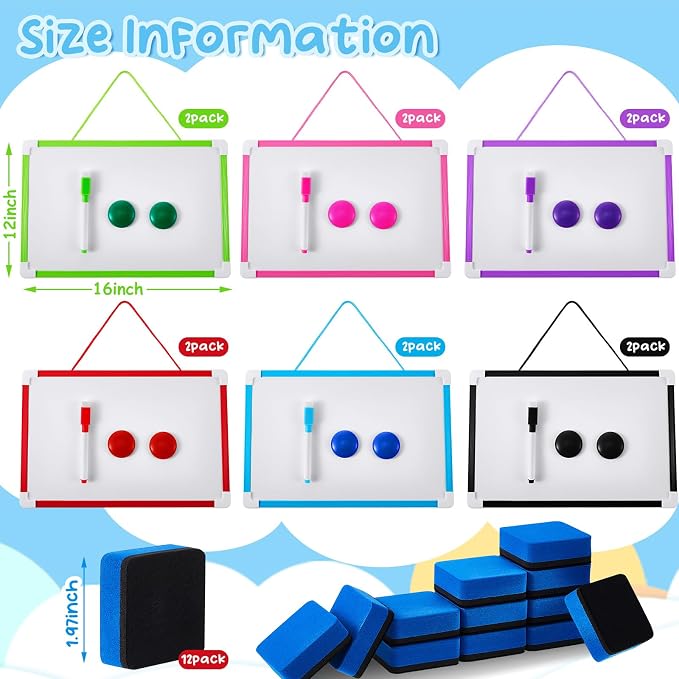 Colarr 12 Set 12'' X 16'' Hanging Magnetic Dry Erase Board Small Double Side - Image 2