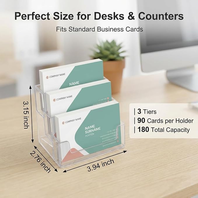 TecUnite 2 Pieces Business Card Holder - Image 2
