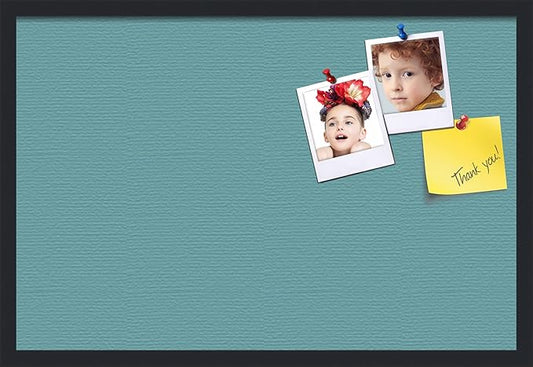 PinPix 30x20 Inch Cork Bulletin Board. This Decorative Framed Pin Board Comes with Aqua Pastel Design and a Satin Black Frame. Ideal for Home Office Decor or Message Board (PinPix-1806)-DeskLoop Office