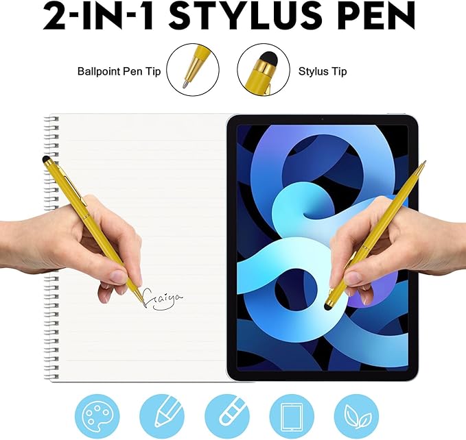 15 Pack Stylus Pens for Touch Screens Stylus Pen Compatible with Phone Tablets Kindle and Black Ink Ballpoint Pens-2 in 1 Stylists pens for Touch Screens (Gold)-DeskLoop Office