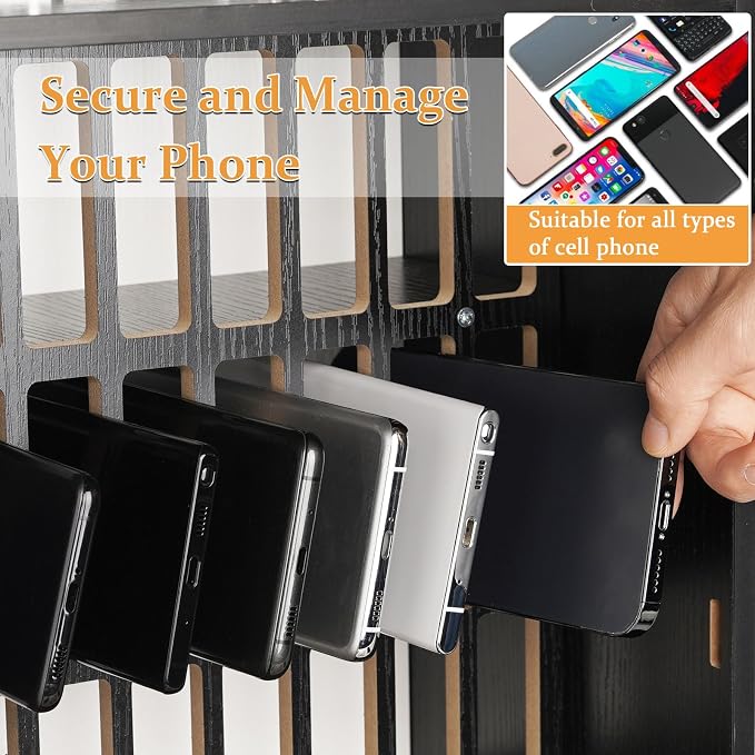 Cell Phone Holder Classroom 36 Slots Wooden Cell Phone Storage Cabinet Pocket - Image 5