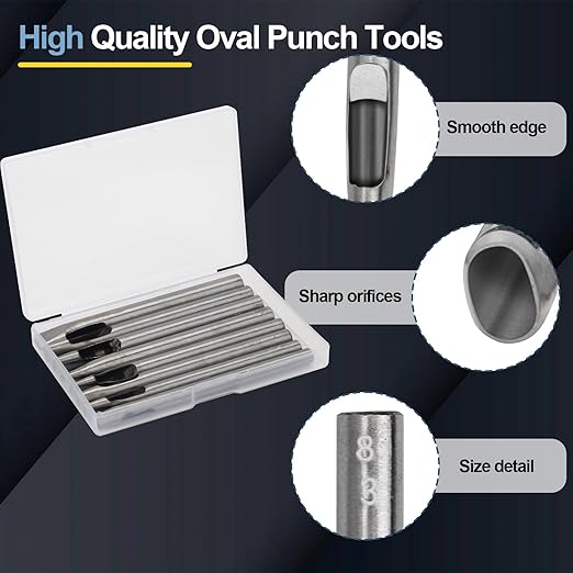 8 Size Oval Hole Punch for Leather 2mm-5mm, Boyistar Leather Craft Punch Tools - Image 3