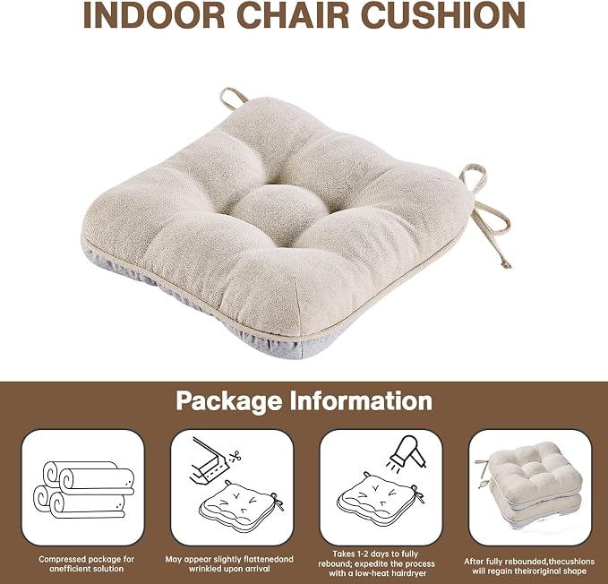 BETU Chair Cushions for Dining Chairs Set of 2, 3.5" Thick Kitchen Table Chair - Image 9