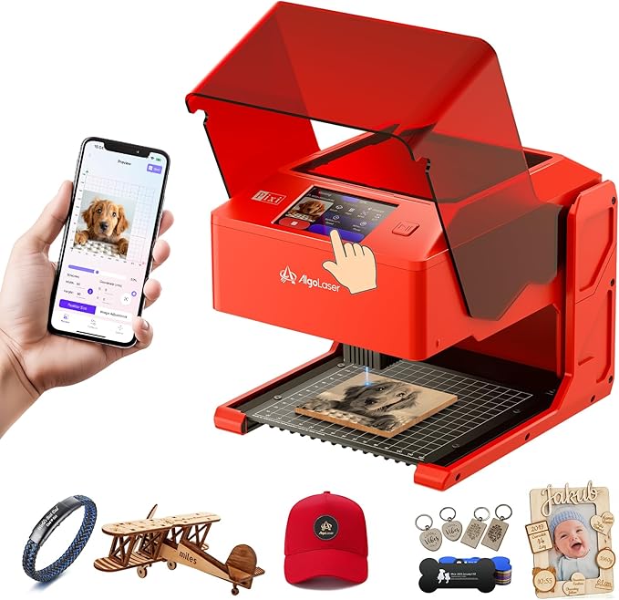 AlgoLaser 5W Laser Engraver Machine: Portable & Smart with 3.5" Touch Screen, Hand Drawing/Wireless/SD Card/Offline Engraving, AlgoOS 2.0 Self Developed System for Wood, Acrylic, Leather-DeskLoop Office