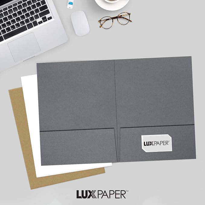LUXPaper 9" x 12" Presentation Folders | Two Pocket | Front Cover Card Slits | - Image 6