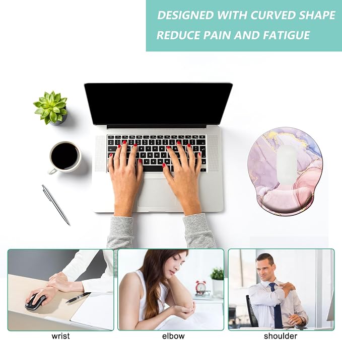 Mouse Pad with Wrist Support, Ergonomic Mouse Pad with Memory Foam Wrist Rest - Image 5