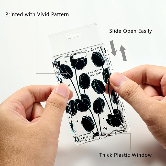 ID Card Badge Holder Key Chain Plastic Spring Rope - Image 5