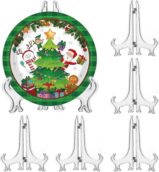 LonlyEagle 6 Pack 9 Inch Clear Plastic Easels or Stand/Plate Holders to Display by LonlyEagle