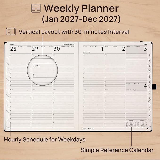 POPRUN 2027 Planner Weekly and Monthly, 8.5" x 10.5" Recycled Paper Calendar - Image 3