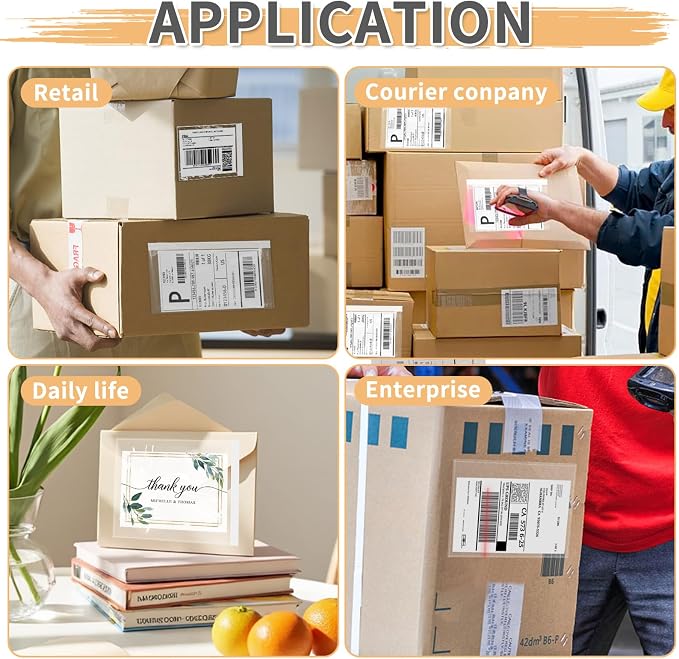 5.5" x 7.5" Shipping Label Sleeves Plastic Envelopes Self-Adhesive Top Loading - Image 7
