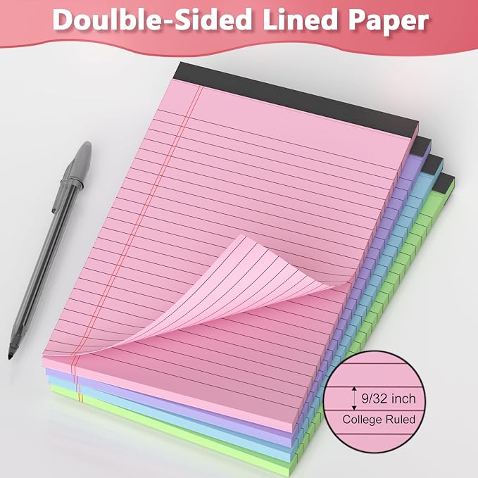 12 Pack Note Pads 5x8, Narrow Ruled Legal Pad Writing Pads 5x8, 30 Sheet/Notepad - Image 3