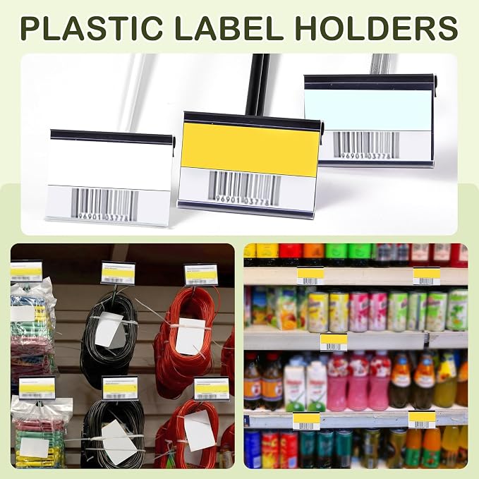 Tatuo 200 Pcs Reusable Plastic Wire Shelf Label Holders, Price Card Sign - Image 5