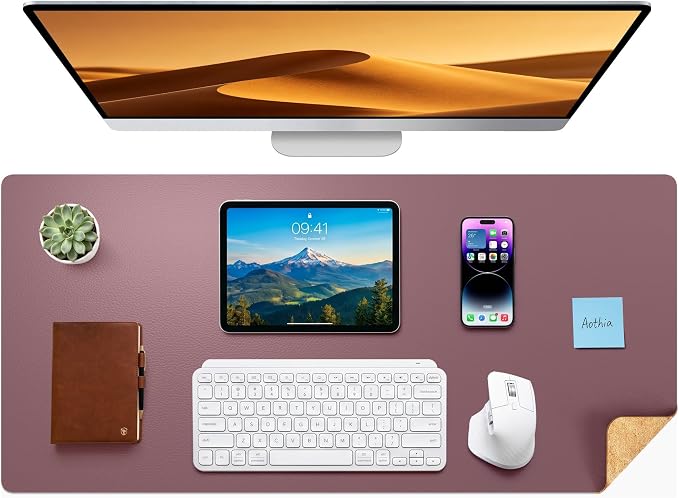 Aothia Dual-Sided Desk Mat, FSC Cork & PU Leather Desk Pad, Large Mouse Pad & by AothiaSimpleNaturalUnique