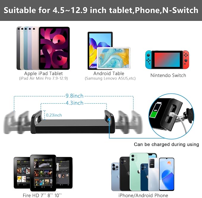 SAMHOUSING Tablet Floor Stand, Adjustable Universal 360-degree Rotatable Metal - Image 7