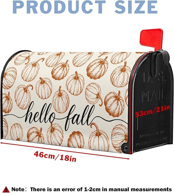 Hello Fall Pumpkin Mailbox Covers Magnetic Standard Size Thanksgiving Mailbox - Image 4