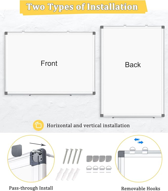 Double-Sided Magnetic Aluminum Frame Whiteboard, Hanging Mounting White Board - Image 2