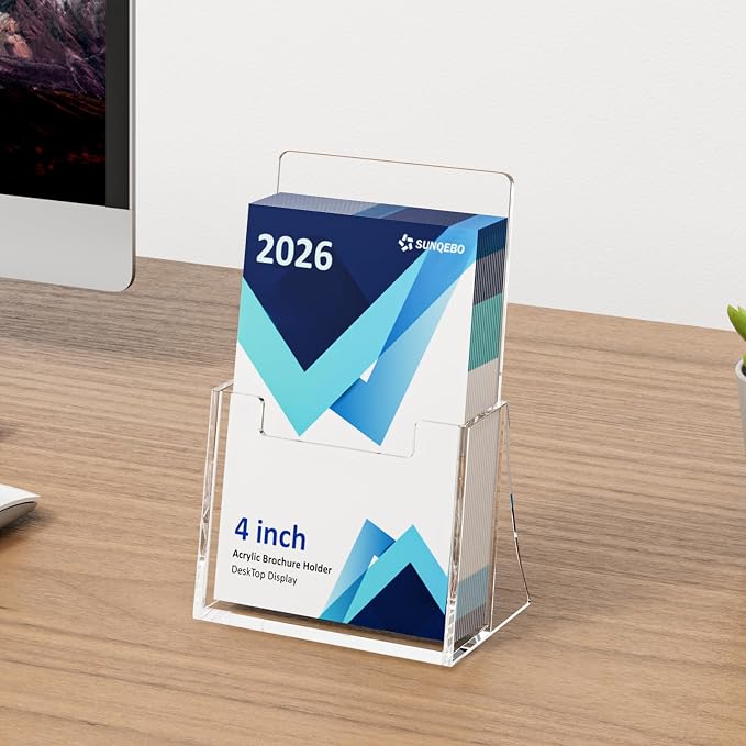 Acrylic Brochure Holder 4 Inch, 6 Pack Clear Brochure Display Stand, Plastic - Image 4
