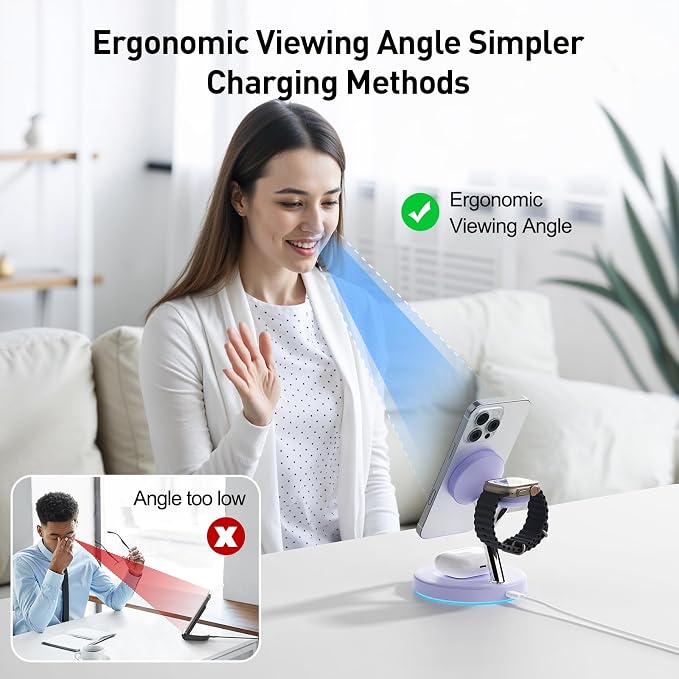 【Adjustable Blue Ambient Light】 Wireless Charger 3 in 1 - Image 4