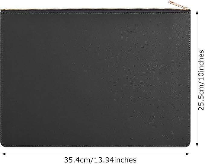 PU Leather A4 File Folder Zipper Document Holder Envelope Folder Case - Image 2
