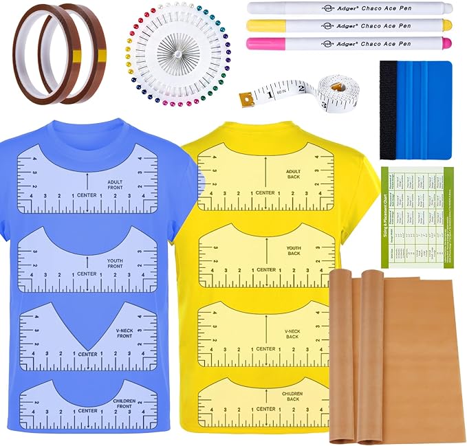 18Pcs Sublimation Accessories, Tshirt Ruler Guide Vinyl Alignment Tool by TIETOC