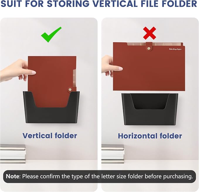 JOMOLA No Drilling File Holder 2 Pack Mail Organizer Wall Mount File Organizer - Image 7