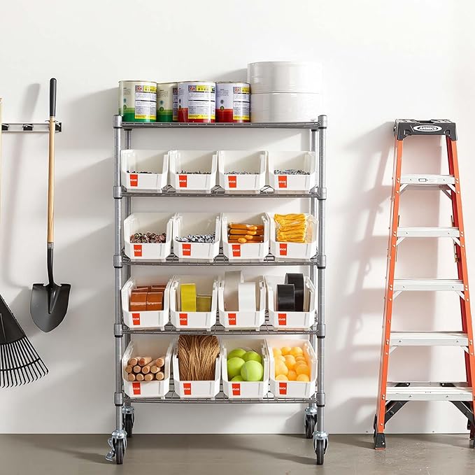 VEVOR 5-Tier Rolling Bin Storage Rack, 16 Organizer Bins, Bin Rack Storage - Image 2