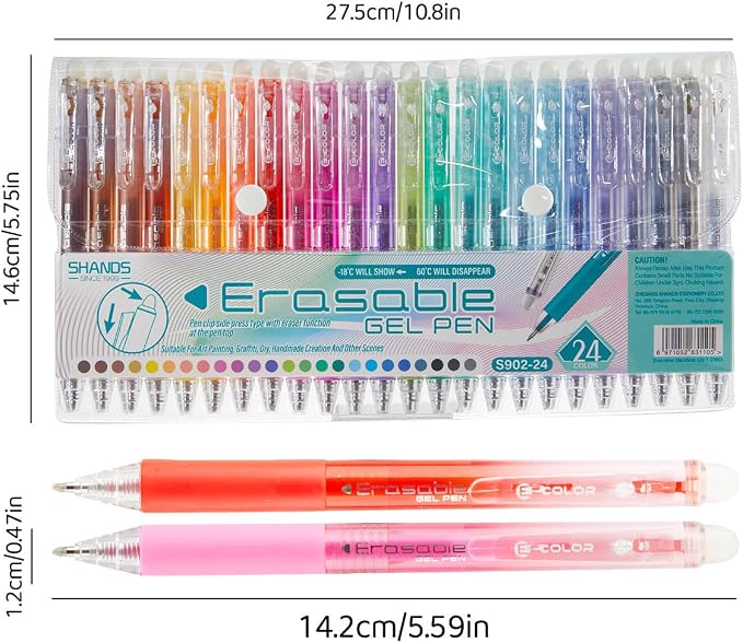 Retractable Erasable Gel Pens Clicker, Fine Point 0.7mm Smooth Writing Pens - Image 3