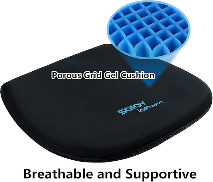 Sojoy Coccyx Gel Seat Cushion- Orthopedic Memory Foam Chair Cushions for Home Kitchen Office Desk Car Truck Airplane (Black)-DeskLoop Office