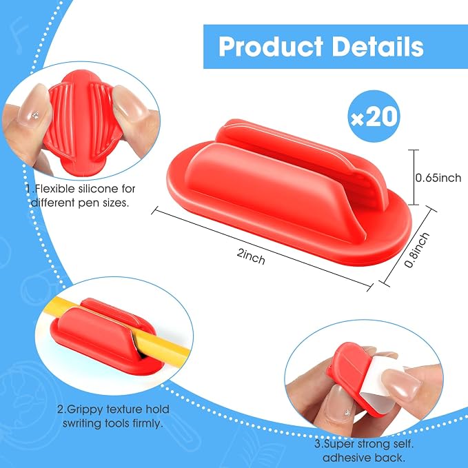 VZZNN 20 PCS Adhesive Pencil Holders, Silicone Marker Organizer - Image 2