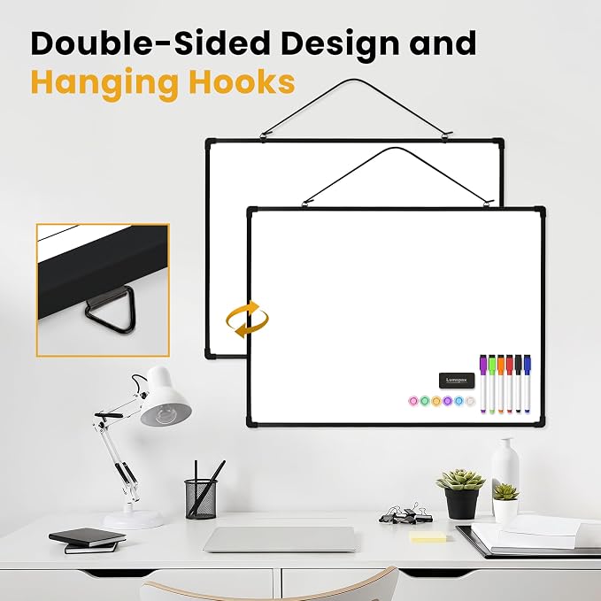 Dry Erase Board for Wall, 6 Magnets and 3 Mini Sticky Notes, Presentation Board - Image 4