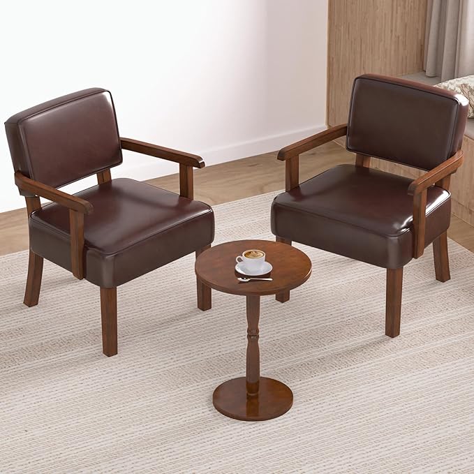 Accent Chair, PU Leather Living Room Chairs Oversize with Soft Seat and Armrests for Living Room Dinning Room Bedroom Reading Room Waiting Room-DeskLoop Office