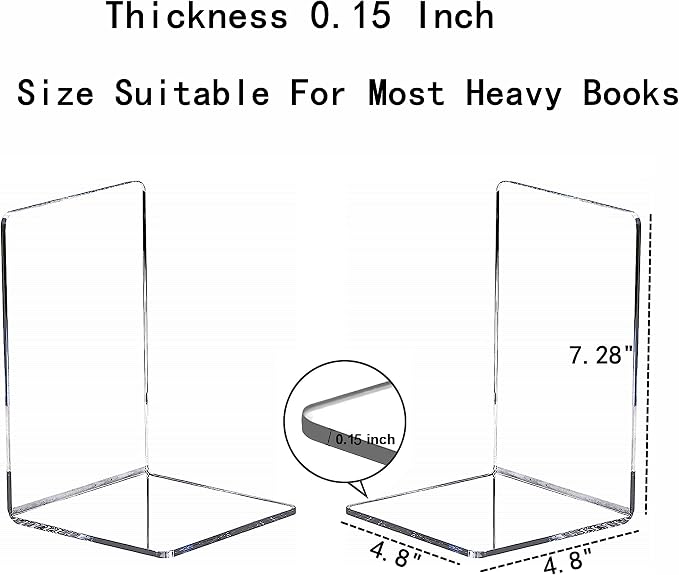 Clear Bookends for Heavy Books, Plastic Heavy Duty Book Holders Standand - Image 2