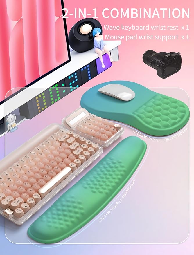 Hokafenle 2in1 Combination, Wave Keyboard Wrist Rest and Ergonomic Curvature - Image 5