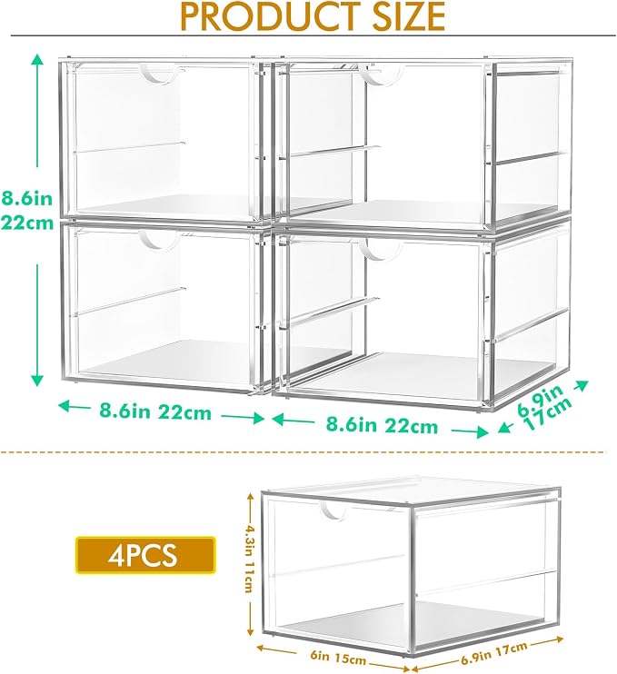 caktraie Versatile Acrylic Makeup Organizer, Drawer Organizer - Image 3
