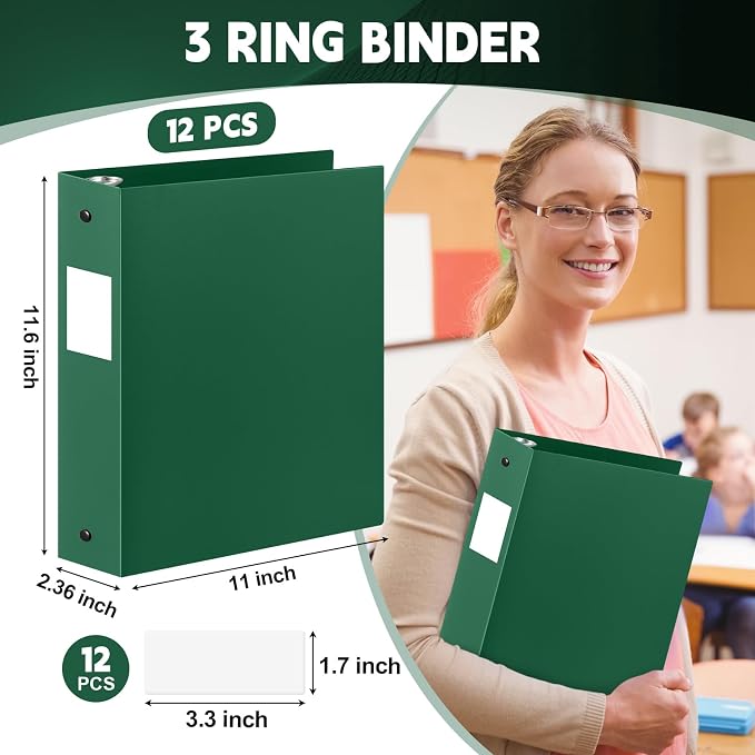 Henoyso 12 Pcs 3 Ring Binder 2 Inch Round Fits Letter Size 8.5'' x 11'' Paper - Image 2
