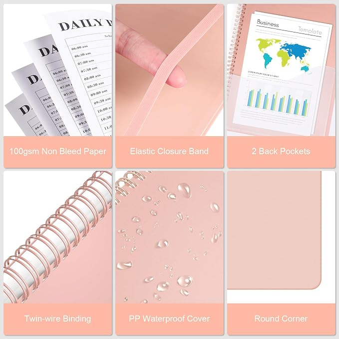 Asten Daily Planner with To Do List, Hourly Agenda, Spiral Notebook - Image 4