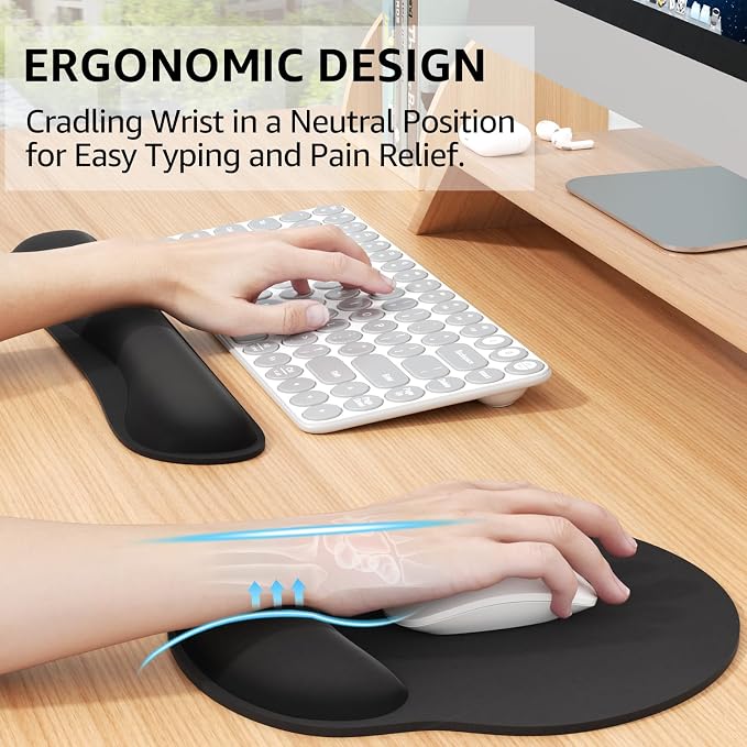 KTRIO Ergonomic Keyboard Wrist Rest & Mouse Pad - Image 2