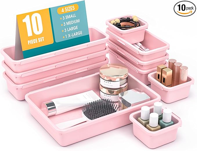 10 PCS Drawer Organizer Set, 4 Size Makeup Drawer Divider Organizer by StoreHappily